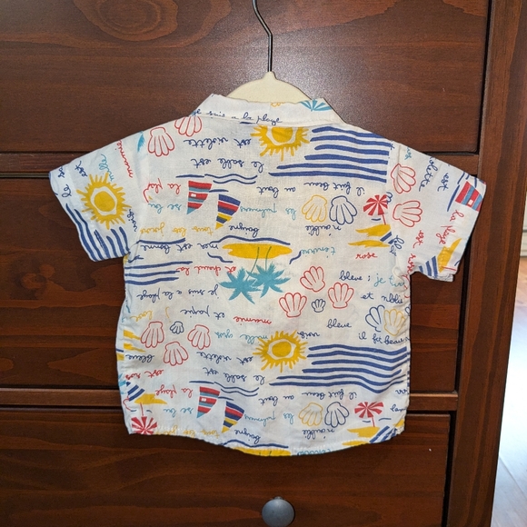 Babyfair vintage button down shirt beach theme sz 12 mo sailboat seashell - Picture 2 of 3
